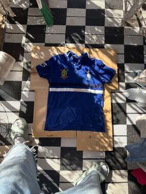 Polo Ralph Lauren Men's Custom Slim Fit Blue Big Pony 20th Anniversary Crest Pol